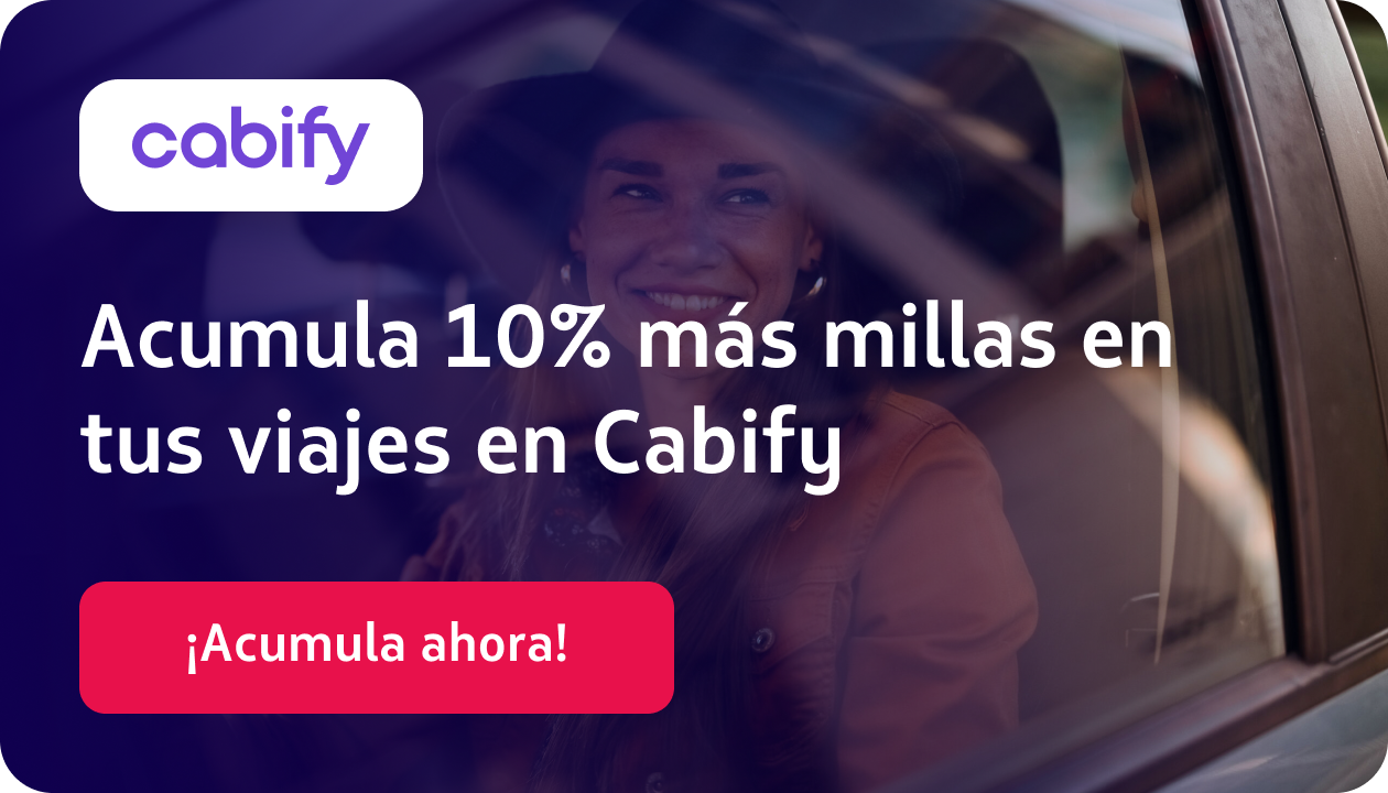 Acumula 10% mas millas en tus viajes en Cabify