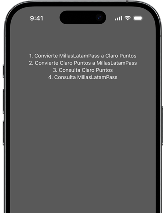Paso 2. En el men&uacute; ingresa cuantos Claro puntos quieres cambiar a millas o viceversa, confirma la operaci&oacute;n, iy listo!